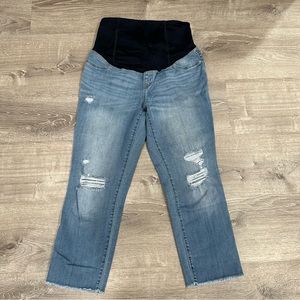 Isabel Maternity By Ingrid & Isabel Straight Crop Maternity Distress Capri Jeans